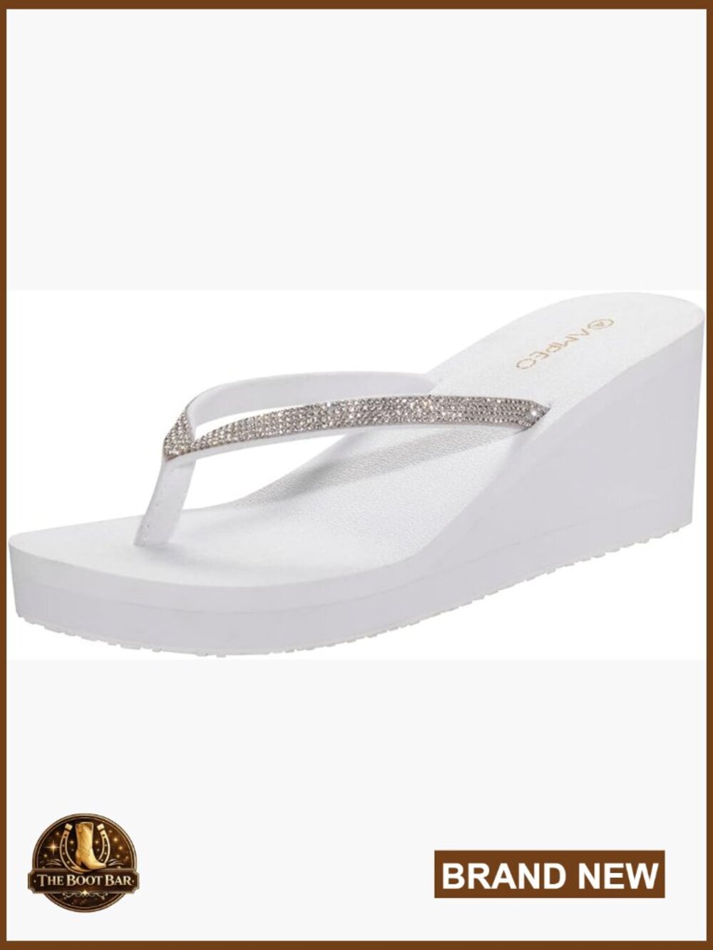 Women's Wedge Sandals - Rhinestone Thong Platform Flip Flops with Arch Support